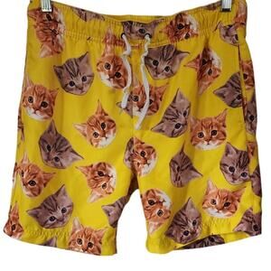 Black Matter Men's Yellow Cat Swim Shorts Small